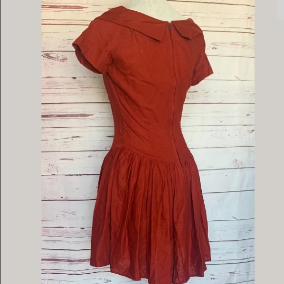 Benetton Linen Drop Waist Fit & Flare Dress Italy - Picture 3 of 7